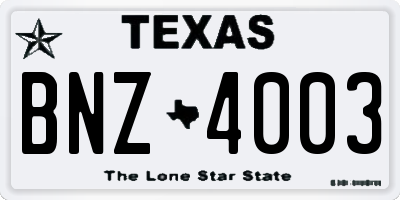 TX license plate BNZ4003