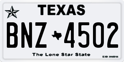 TX license plate BNZ4502