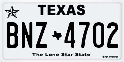 TX license plate BNZ4702