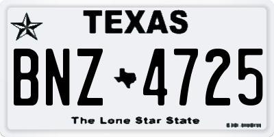 TX license plate BNZ4725