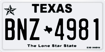 TX license plate BNZ4981