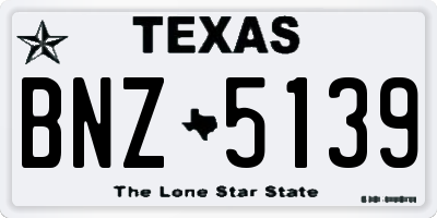 TX license plate BNZ5139