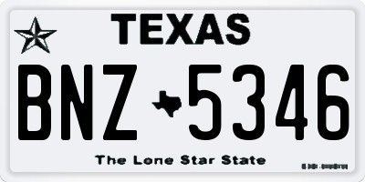 TX license plate BNZ5346