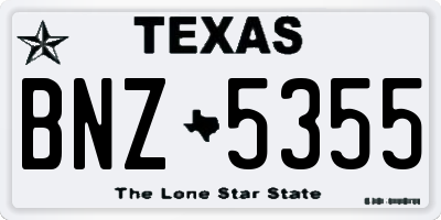 TX license plate BNZ5355
