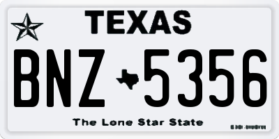 TX license plate BNZ5356