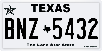 TX license plate BNZ5432