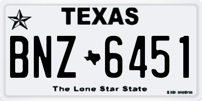 TX license plate BNZ6451