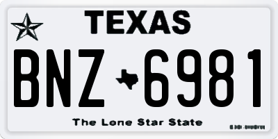 TX license plate BNZ6981