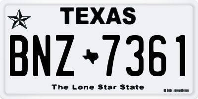TX license plate BNZ7361