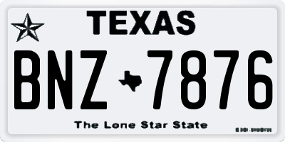 TX license plate BNZ7876