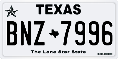 TX license plate BNZ7996