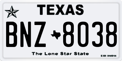 TX license plate BNZ8038