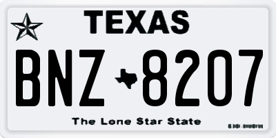 TX license plate BNZ8207