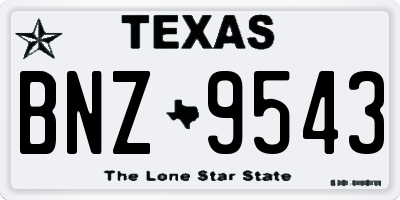 TX license plate BNZ9543