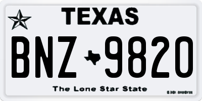 TX license plate BNZ9820