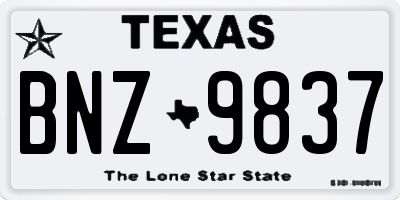 TX license plate BNZ9837