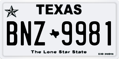 TX license plate BNZ9981