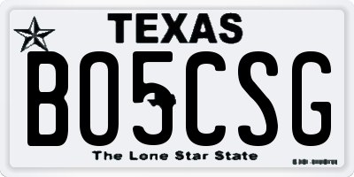 TX license plate BO5CSG