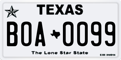 TX license plate BOA0099