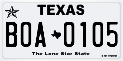 TX license plate BOA0105
