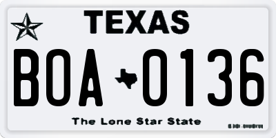 TX license plate BOA0136