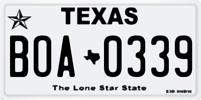 TX license plate BOA0339