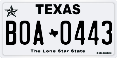 TX license plate BOA0443