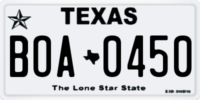 TX license plate BOA0450