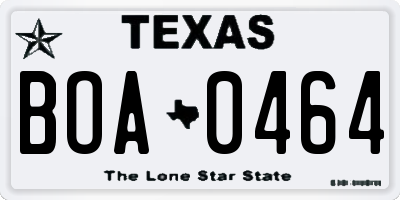 TX license plate BOA0464