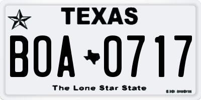 TX license plate BOA0717