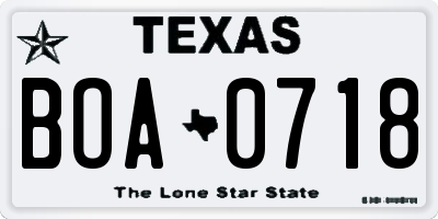 TX license plate BOA0718