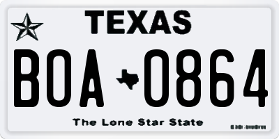 TX license plate BOA0864
