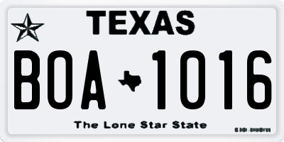 TX license plate BOA1016