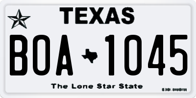 TX license plate BOA1045