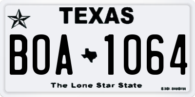 TX license plate BOA1064