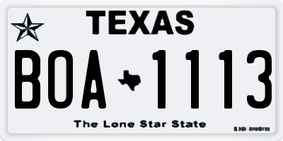 TX license plate BOA1113