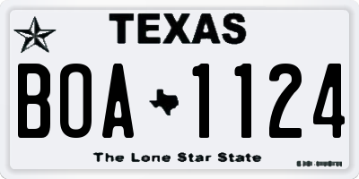 TX license plate BOA1124