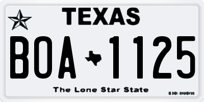 TX license plate BOA1125