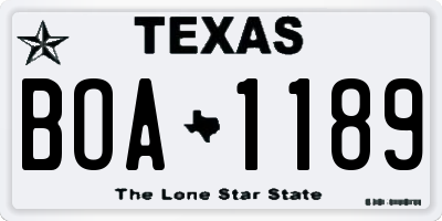 TX license plate BOA1189
