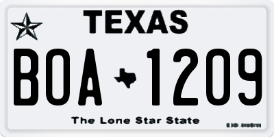 TX license plate BOA1209