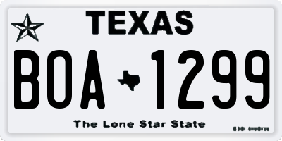 TX license plate BOA1299