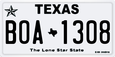 TX license plate BOA1308