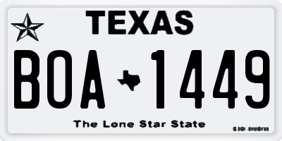 TX license plate BOA1449