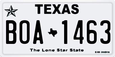 TX license plate BOA1463