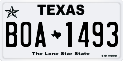 TX license plate BOA1493