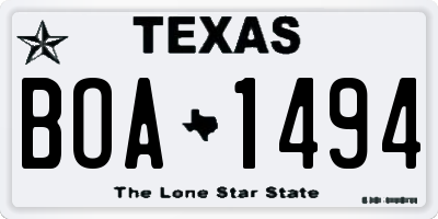 TX license plate BOA1494