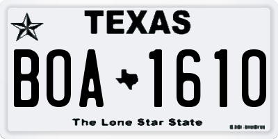 TX license plate BOA1610
