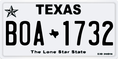 TX license plate BOA1732