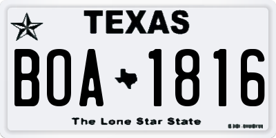 TX license plate BOA1816