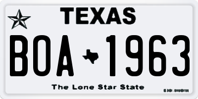 TX license plate BOA1963